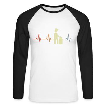 Palpitations cardiaques de la figure de bâton de cuisine - T-shirt baseball manches longues Homme - blanc/noir - Devant - Nik (191cm)