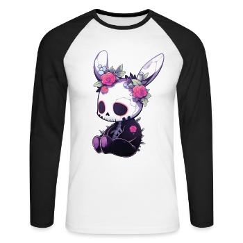 Goth Bunny Gothic Outfit Cute Grunge Kawaii Bunny - Unisex Long Sleeve Baseball T-Shirt - white/black - Front - Nik (191cm)