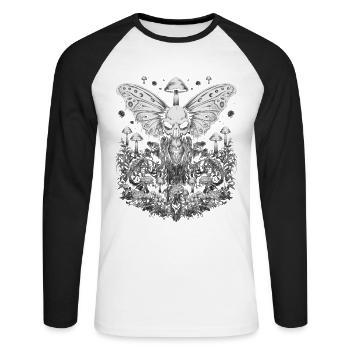 Fairycore Aestethic Skull Fairy Grunge Gothic - Unisex Long Sleeve Baseball T-Shirt - white/black - Front - Nik (191cm)