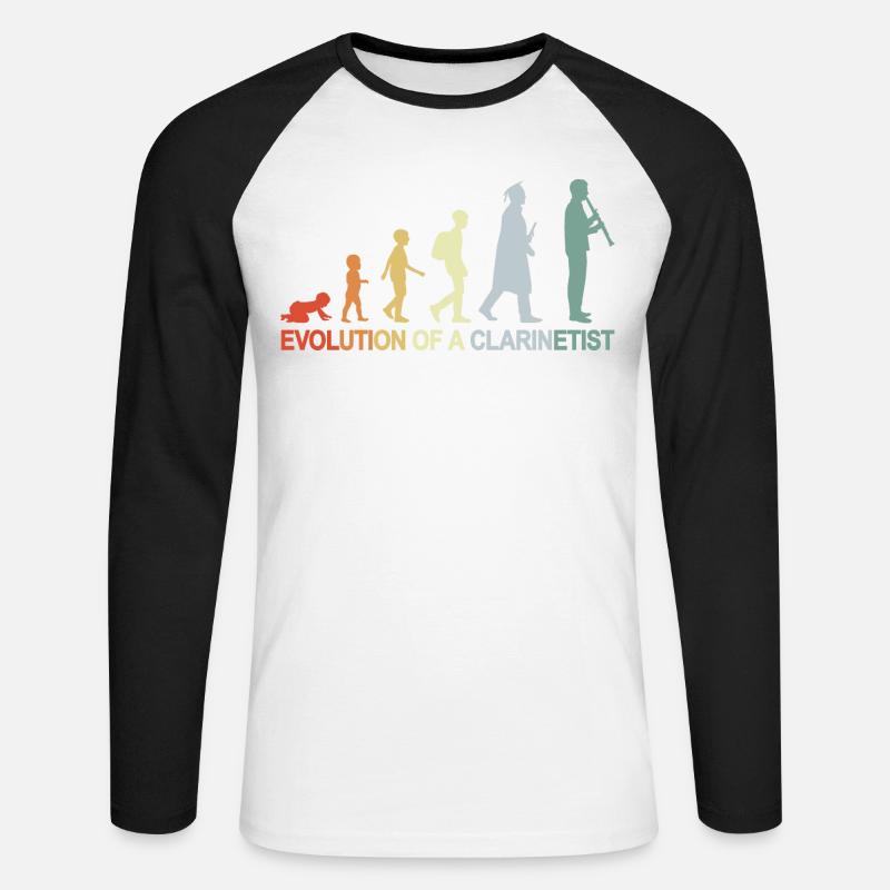 Klarinette Evolution - Unisex Baseballshirt langarm - Weiß/Schwarz