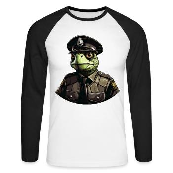 Turtles Police - Unisex Long Sleeve Baseball T-Shirt - white/black - Front - Nik (191cm)