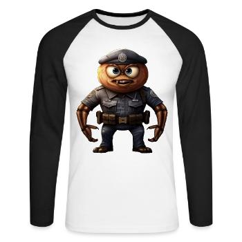 Policier tournoyant - T-shirt baseball manches longues Homme - blanc/noir - Devant - Nik (191cm)