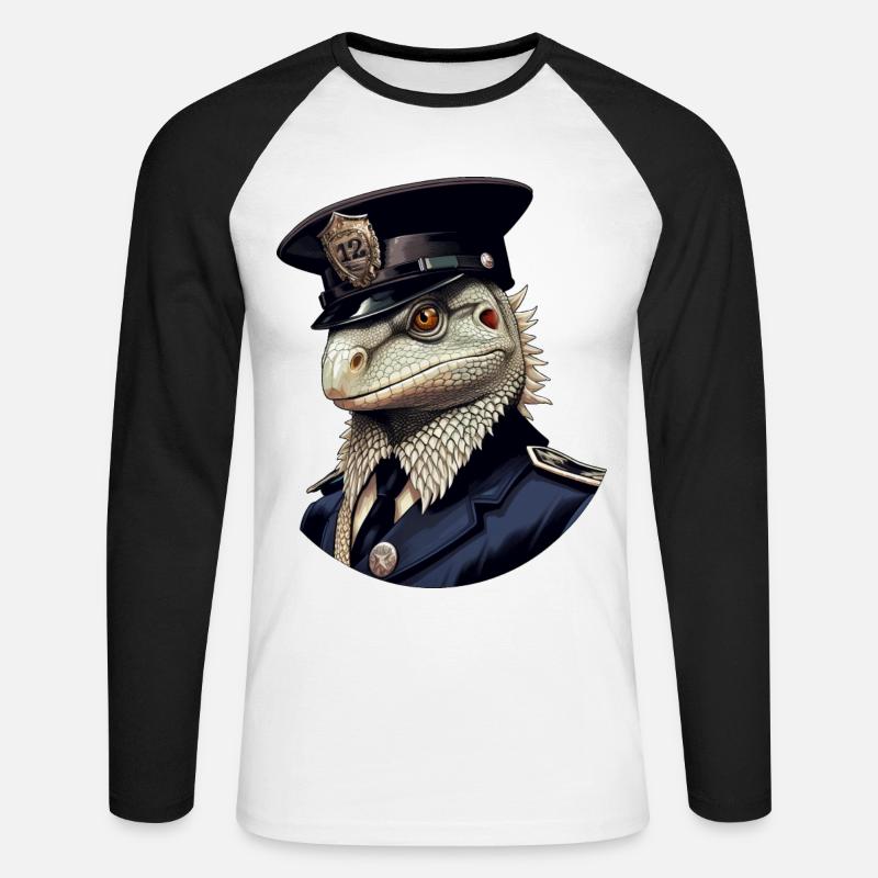 Polizei Eidechsen - Unisex Baseballshirt langarm - Weiß/Schwarz
