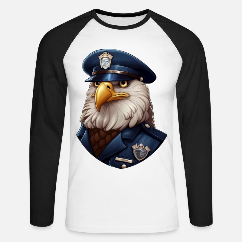 Polizei Eule - Unisex Baseballshirt langarm - Weiß/Schwarz