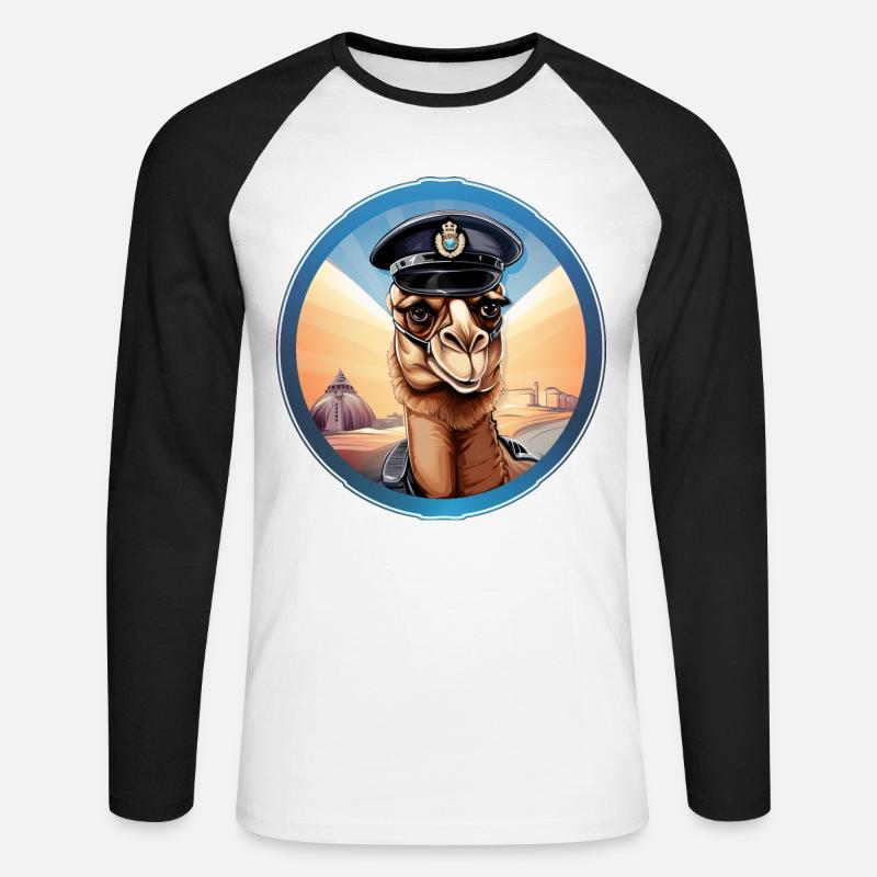 Polizei Kamel - Unisex Baseballshirt langarm - Weiß/Schwarz
