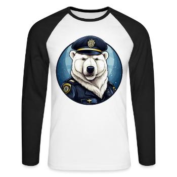 Polar Bear Police - Unisex Long Sleeve Baseball T-Shirt - white/black - Front - Nik (191cm)