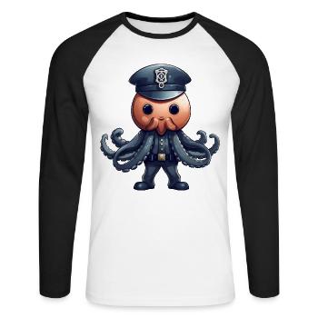 Squid Policewoman - Unisex Long Sleeve Baseball T-Shirt - white/black - Front - Nik (191cm)