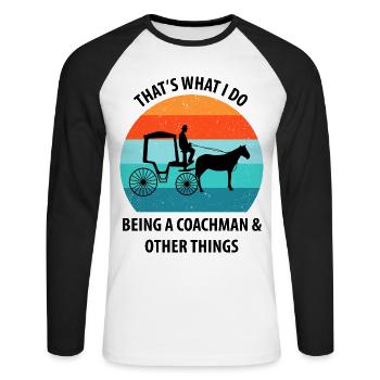 Coachman Carriage Horse-drawn carriage Carriage - Unisex Long Sleeve Baseball T-Shirt - white/black - Front - Nik (191cm)