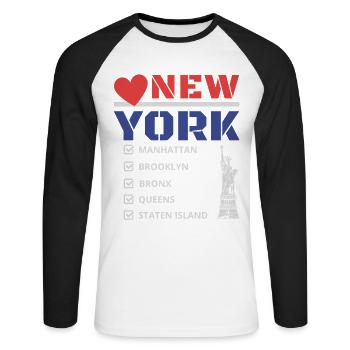 New York City Five Boroughs Love New York Bronx - Unisex Long Sleeve Baseball T-Shirt - white/black - Front - Nik (191cm)