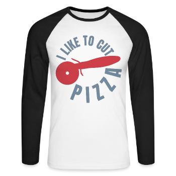 Funny Pizza Lover - Unisex Long Sleeve Baseball T-Shirt - white/black - Front - Nik (191cm)