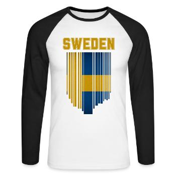 Drapeau de la Suède, fierté suédoise - T-shirt baseball manches longues Homme - blanc/noir - Devant - Nik (191cm)