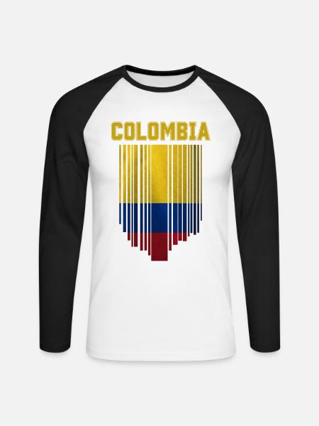 Flag of Colombia, Colombian pride - Unisex Long Sleeve Baseball T-Shirt - white/black