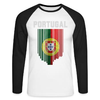 Flag of Portugal, Portuguese pride - Unisex Long Sleeve Baseball T-Shirt - white/black - Front - Nik (191cm)