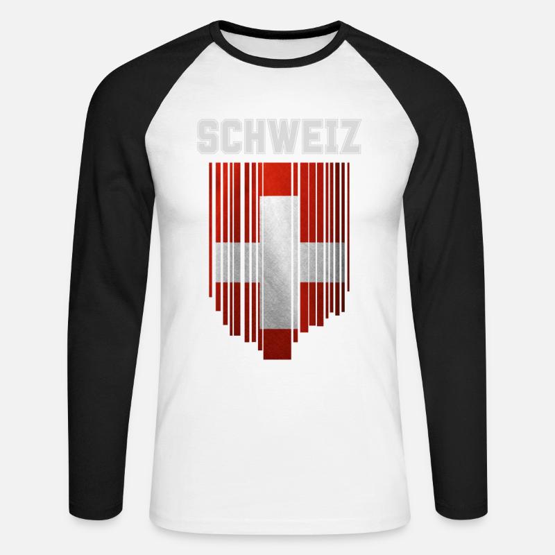 Flagge der Schweiz, Schweizer Stolz - Unisex Baseballshirt langarm - Weiß/Schwarz
