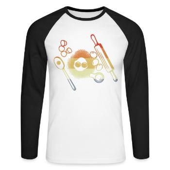 Ingrédients de cuisson Look vintage - T-shirt baseball manches longues Homme - blanc/noir - Devant - Nik (191cm)