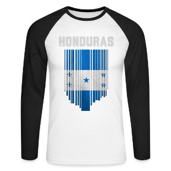 Drapeau du Honduras, fierté hondurienne - T-shirt baseball manches longues Homme - blanc/noir - Devant - Nik (191cm)