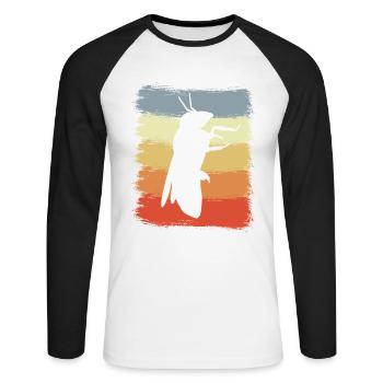 Retro Honigbiene - Unisex Baseballshirt langarm - Weiß/Schwarz - Vorne - Nik (191cm)