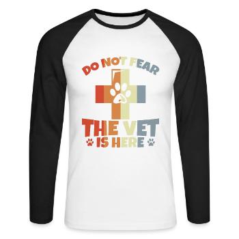Veterinarian Joke - Unisex Long Sleeve Baseball T-Shirt - white/black - Front - Nik (191cm)