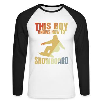 Snowboard Boy - Unisex Long Sleeve Baseball T-Shirt - white/black - Front - Nik (191cm)