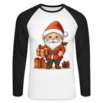 Christmas Gnome - Unisex Long Sleeve Baseball T-Shirt - white/black - Front - Nik (191cm)