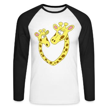 Giraffenherz - Unisex Baseballshirt langarm - Weiß/Schwarz - Vorne - Nik (191cm)