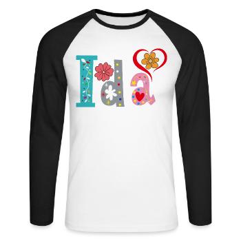 Personalized Ida Name - Unisex Long Sleeve Baseball T-Shirt - white/black - Front - Nik (191cm)