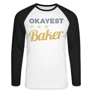 Boulanger moyen - T-shirt baseball manches longues Homme - blanc/noir - Devant - Nik (191cm)