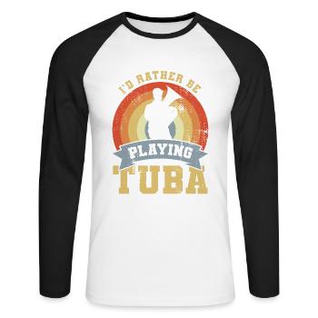 Citation de tuba - T-shirt baseball manches longues Homme - blanc/noir - Devant - Nik (191cm)