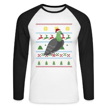 Colombe de Noël laide - T-shirt baseball manches longues Homme - blanc/noir - Devant - Nik (191cm)