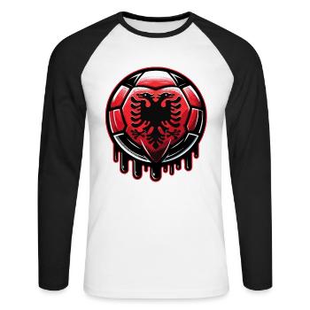 Albanien EM 2024: Stolzes Fußball-Design für Fans - Unisex Baseballshirt langarm - Weiß/Schwarz - Vorne - Nik (191cm)
