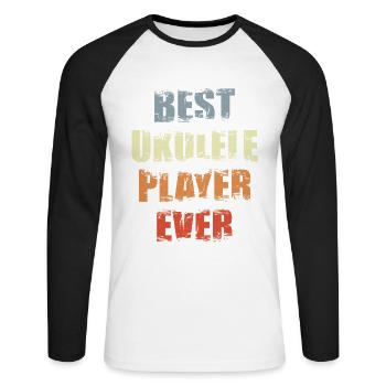 Ukulele Spieler - Unisex Baseballshirt langarm - Weiß/Schwarz - Vorne - Nik (191cm)