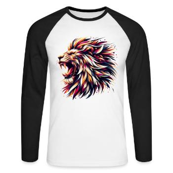 Lion Roars Geometric Gift - Unisex Long Sleeve Baseball T-Shirt - white/black - Front - Nik (191cm)