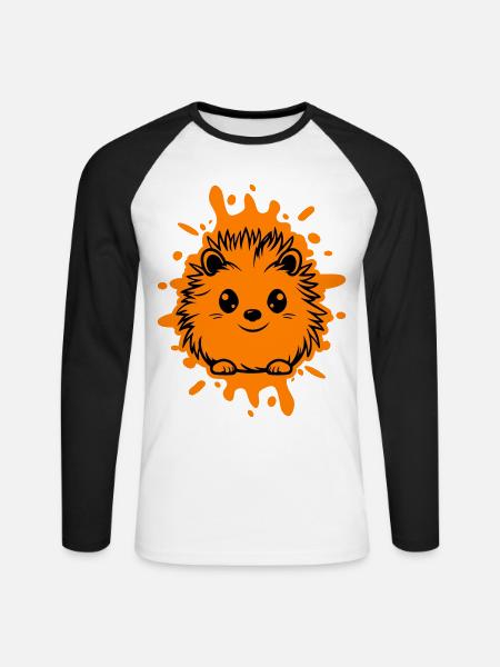 Hérisson, Animal, Bébé - T-shirt baseball manches longues Homme - blanc/noir