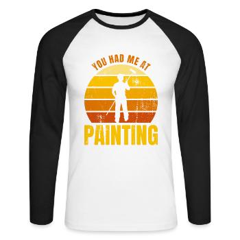 Maler Witz - Unisex Baseballshirt langarm - Weiß/Schwarz - Vorne - Nik (191cm)