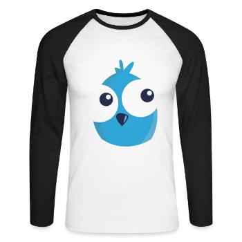 all tonight Eule - Unisex Baseballshirt langarm - Weiß/Schwarz - Vorne - Nik (191cm)
