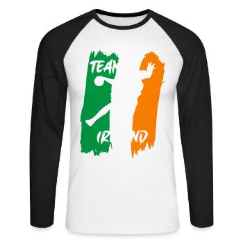 Handball Team Ireland - Unisex Long Sleeve Baseball T-Shirt - white/black - Front - Nik (191cm)
