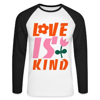 L’amour est bon - T-shirt baseball manches longues Homme - blanc/noir - Devant - Nik (191cm)