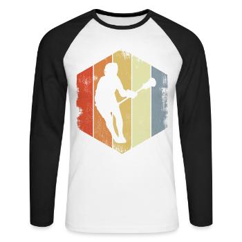 Joueurs de crosse vintage - T-shirt baseball manches longues Homme - blanc/noir - Devant - Nik (191cm)