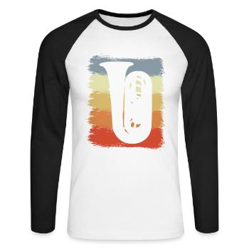 Vintage Tuba Sketch - Unisex Long Sleeve Baseball T-Shirt - white/black - Front - Nik (191cm)