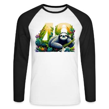 40 ans de paresseux 40e cadeau d’anniversaire - T-shirt baseball manches longues Homme - blanc/noir - Devant - Nik (191cm)