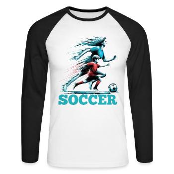 Soccer Mom Soccer Gift - Unisex Long Sleeve Baseball T-Shirt - white/black - Front - Nik (191cm)