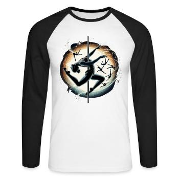 Poledance akrobatisch Frau Sport Geschenk - Unisex Baseballshirt langarm - Weiß/Schwarz - Vorne - Nik (191cm)