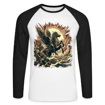 Mythe du Cavalier Divin - T-shirt baseball manches longues Homme - blanc/noir - Devant - Nik (191cm)