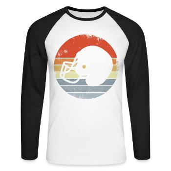 Vintage Football Helm - Unisex Baseballshirt langarm - Weiß/Schwarz - Vorne - Nik (191cm)