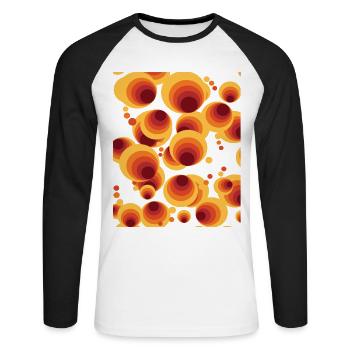 Abstraktes Polka Dots Kreismuster - Unisex Baseballshirt langarm - Weiß/Schwarz - Vorne - Nik (191cm)