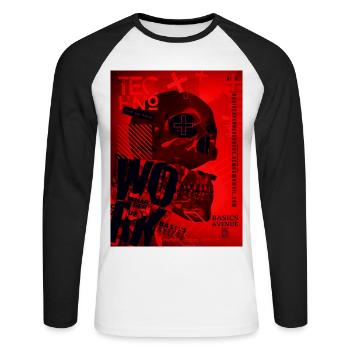 Crâne Rouge Techno Urbain - T-shirt baseball manches longues Homme - blanc/noir - Devant - Nik (191cm)