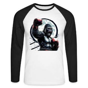 Gorilla Boxer Kämpfer Boxen Mond Geschenk - Unisex Baseballshirt langarm - Weiß/Schwarz - Vorne - Nik (191cm)