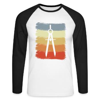 Cercle des architectes - T-shirt baseball manches longues Homme - blanc/noir - Devant - Nik (191cm)
