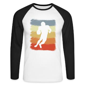 Retro Football Player - Unisex Long Sleeve Baseball T-Shirt - white/black - Front - Nik (191cm)