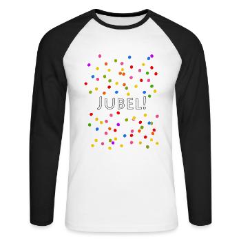 Jubel Konfetti Silvester Karneval - Unisex Baseballshirt langarm - Weiß/Schwarz - Vorne - Nik (191cm)